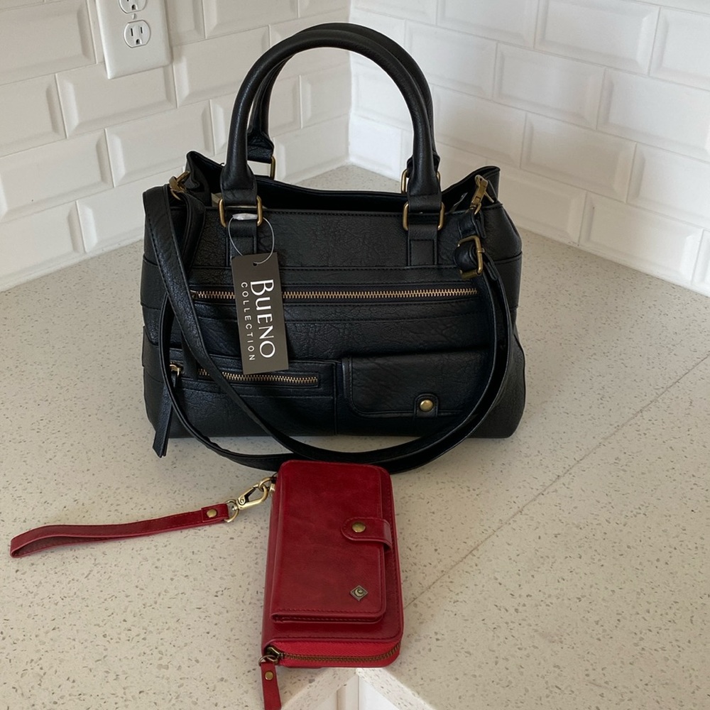 Black Tote/Purse and Red Phone Wallet - BRAND NEW